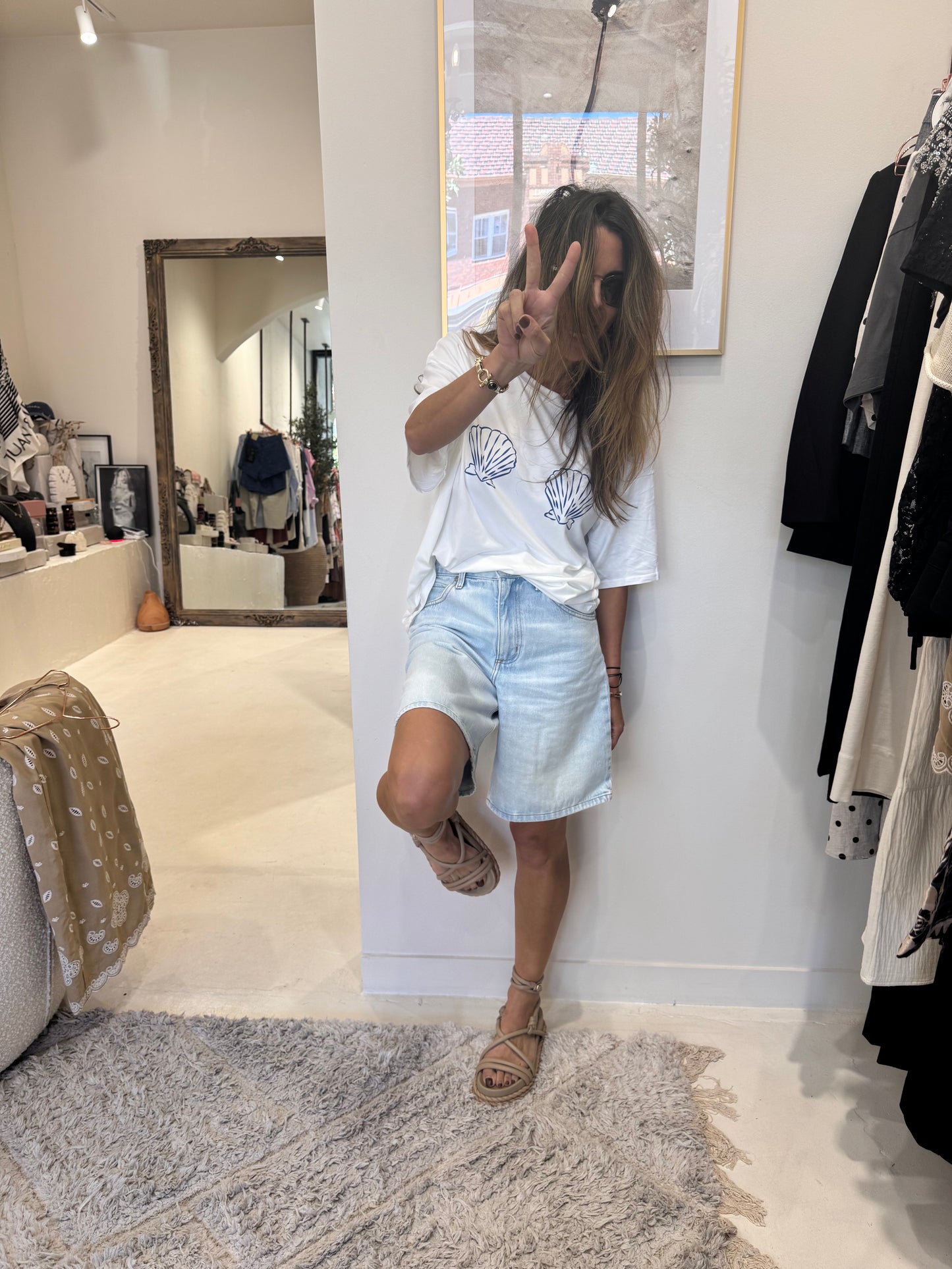 White Shirt from Nouvelle 5785 with Blue Shells