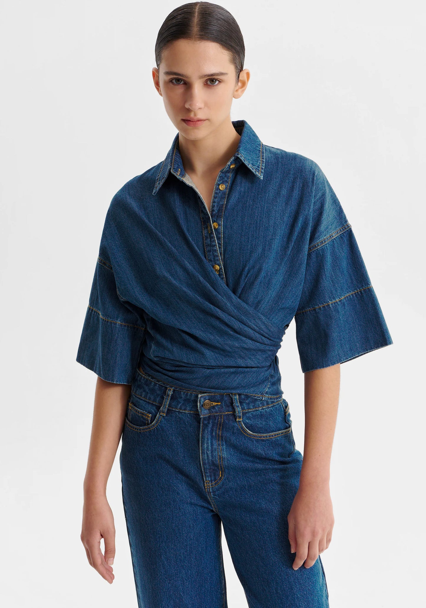 Tatum Wrap Shirt Blue - Morrison