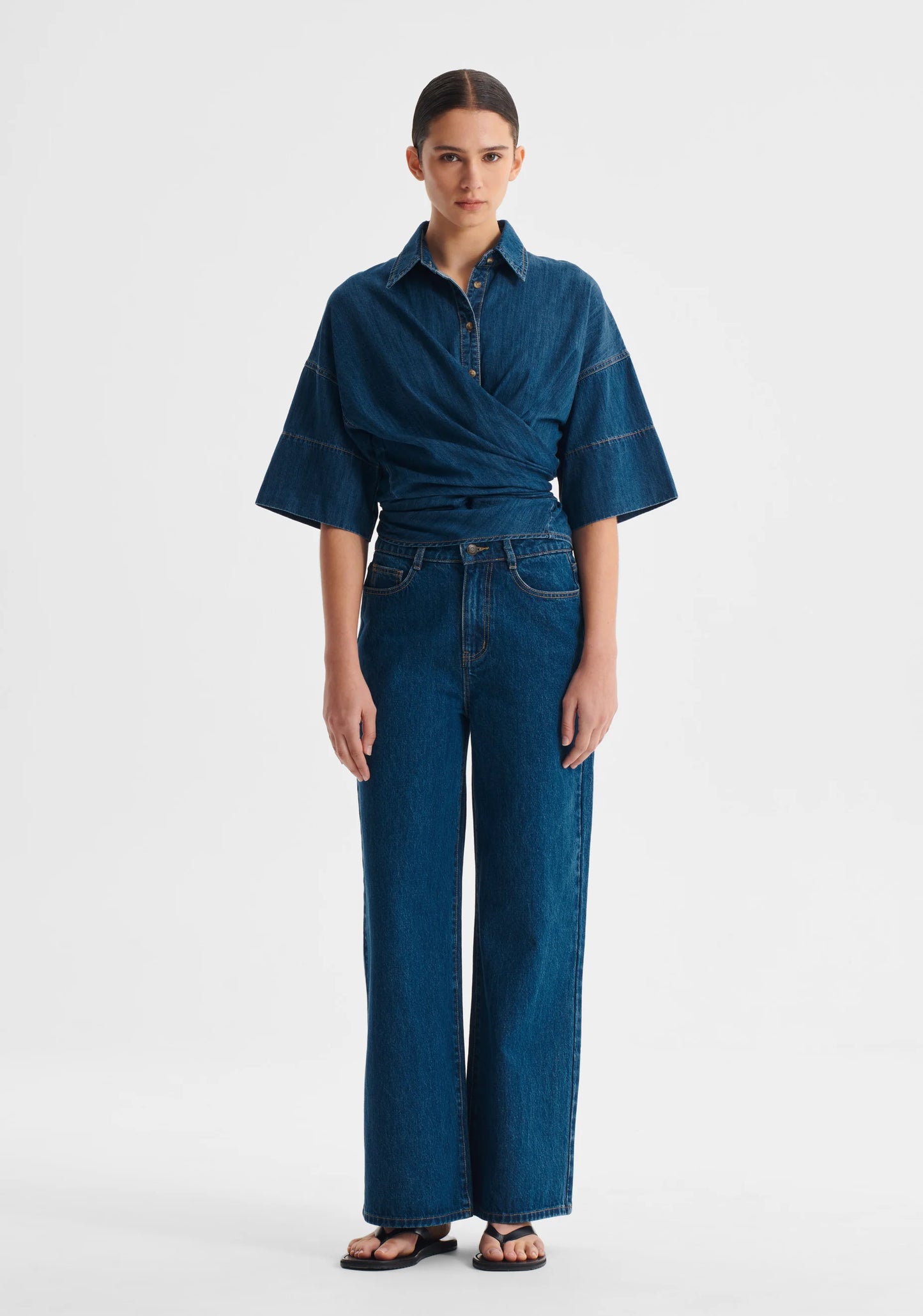 Tatum Wrap Shirt Blue - Morrison