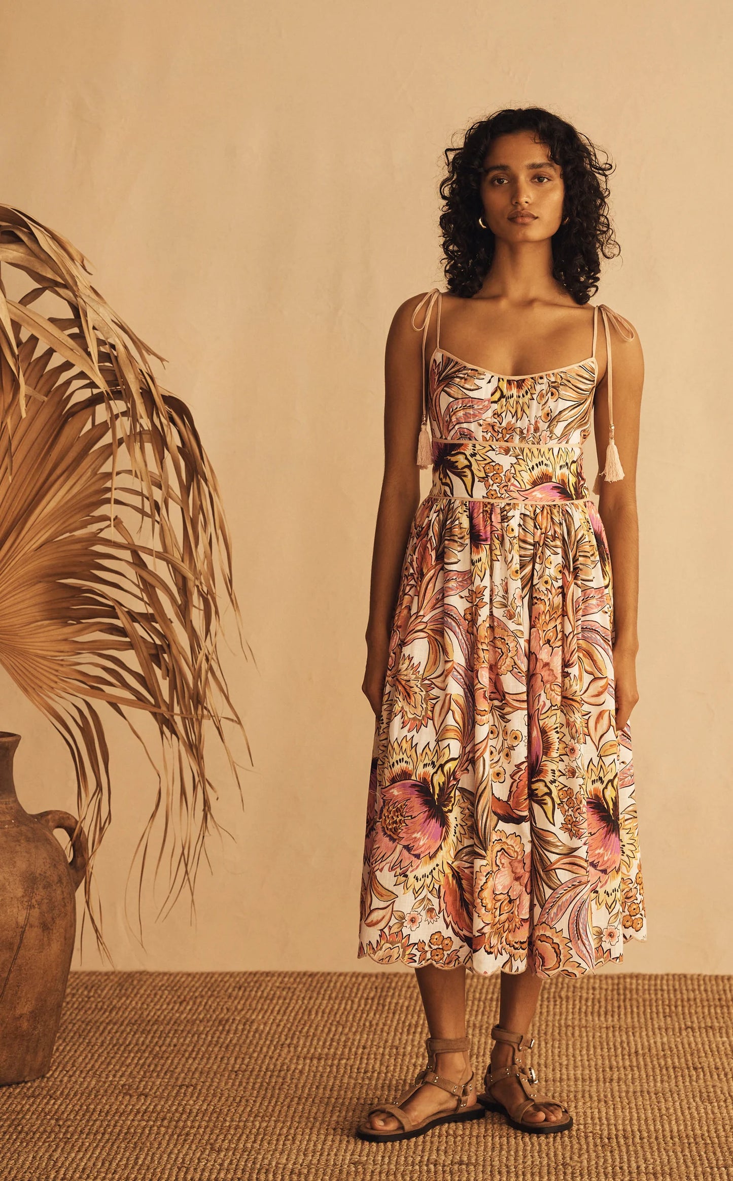 Aur Oceà Tie Shoulder Midi Dress