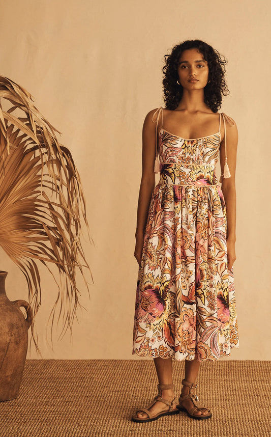 Aur Oceà Tie Shoulder Midi Dress