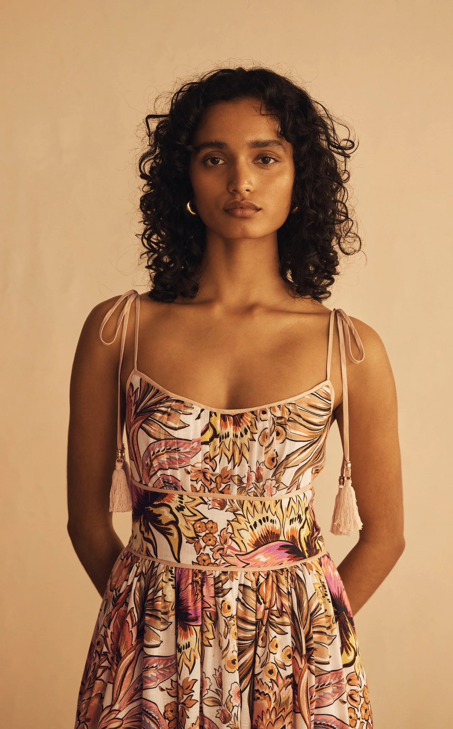 Aur Oceà Tie Shoulder Midi Dress