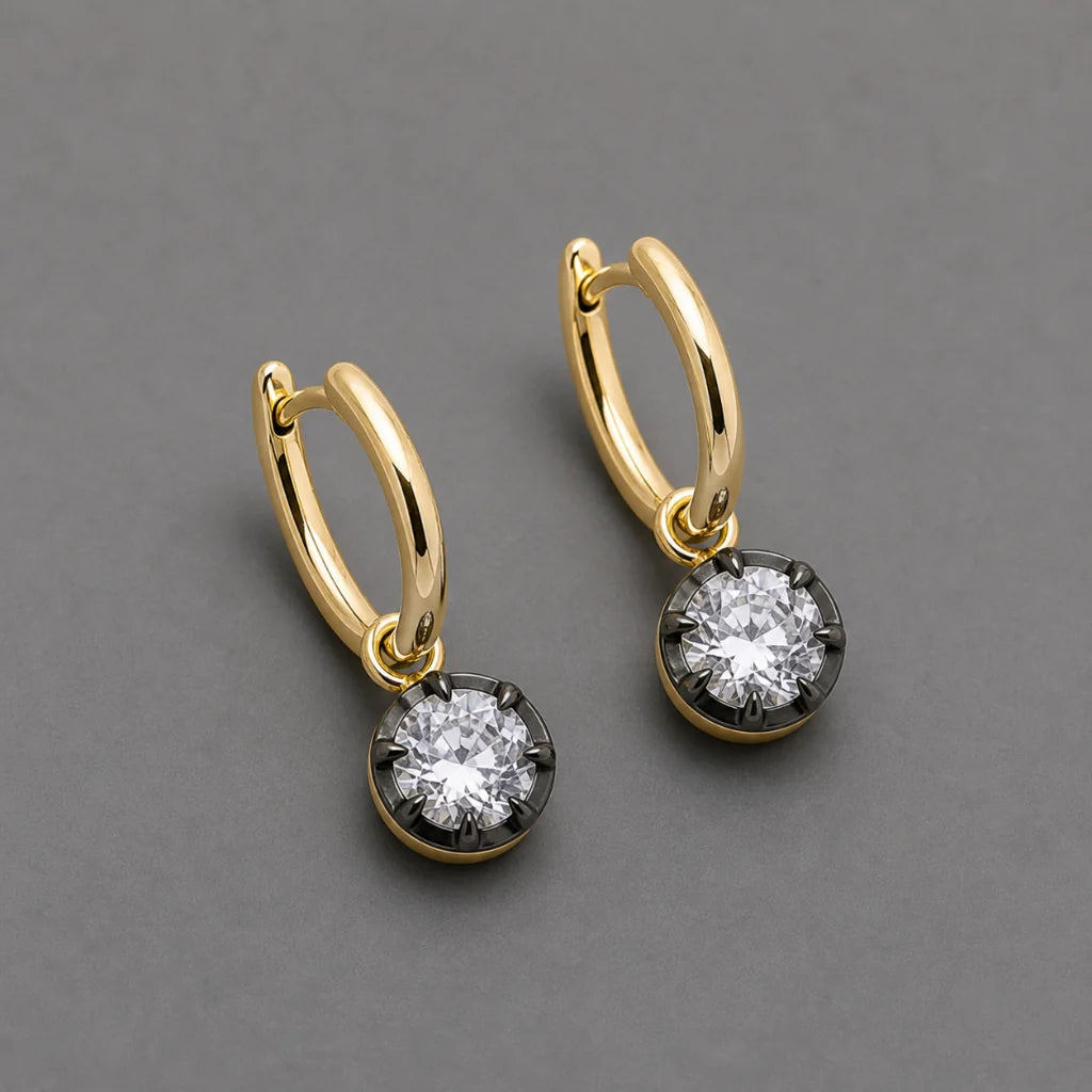 Round Cut Drop Earrings