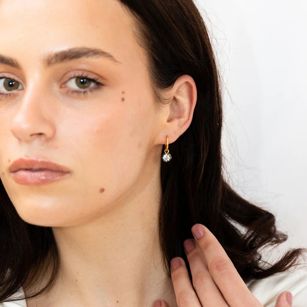 Round Cut Drop Earrings