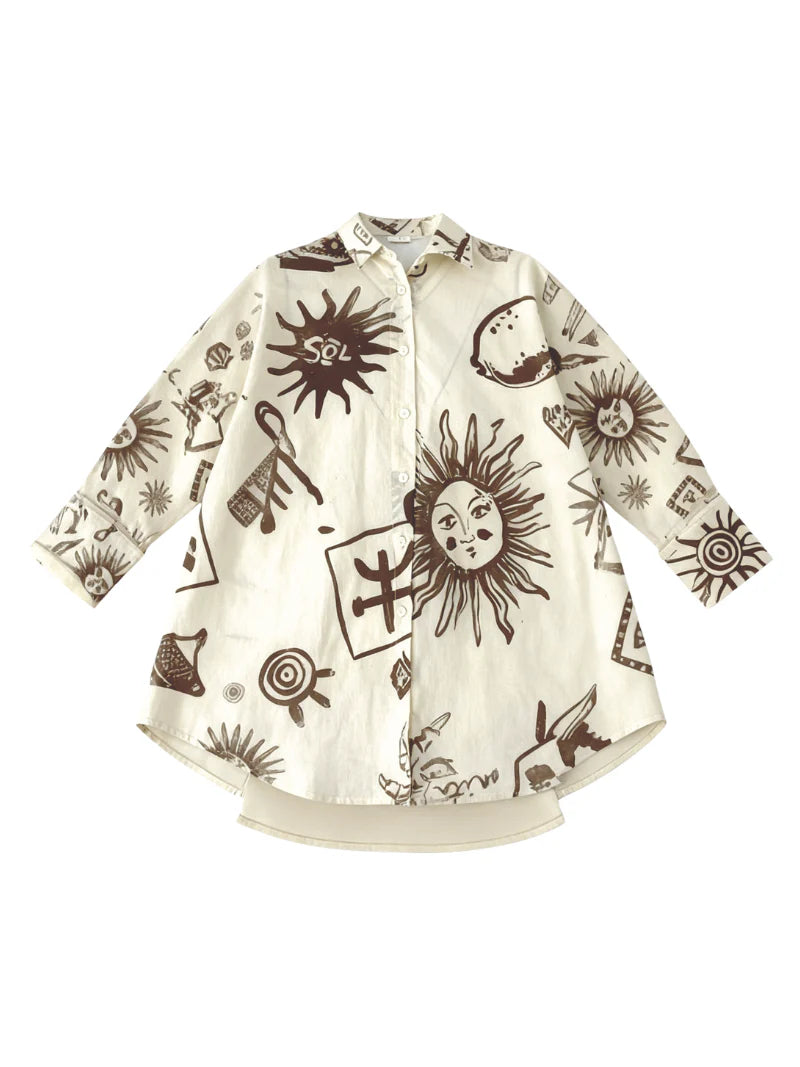 Juan & Me Print Cream Top