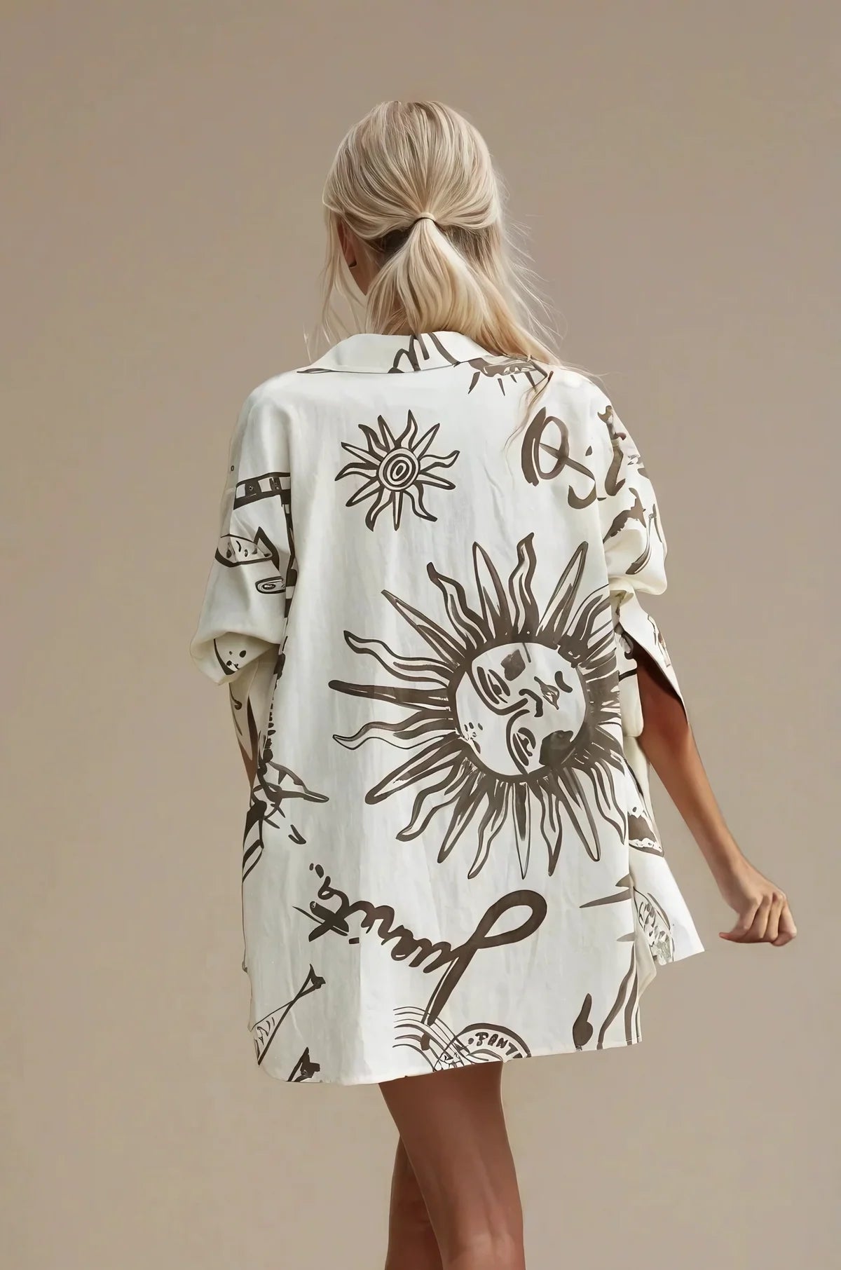 Juan & Me Print Cream Top