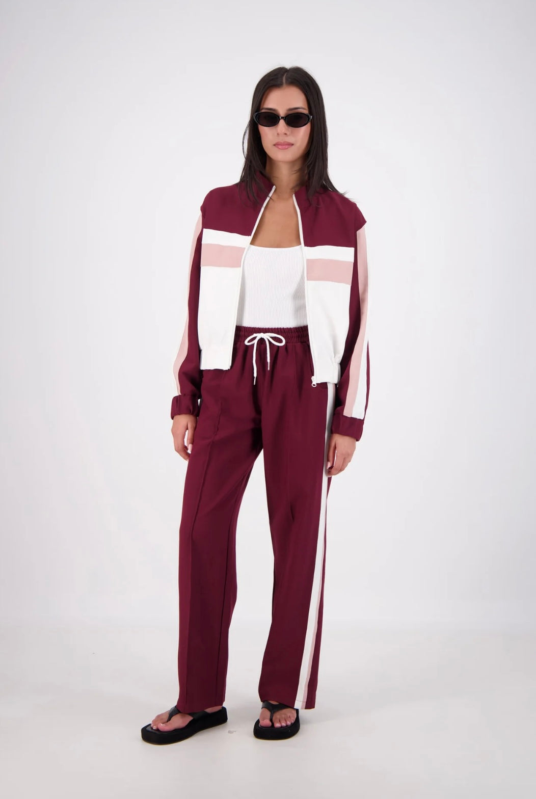 Jasmine Alexa Cassis Funnel Neck Jacket - Plum