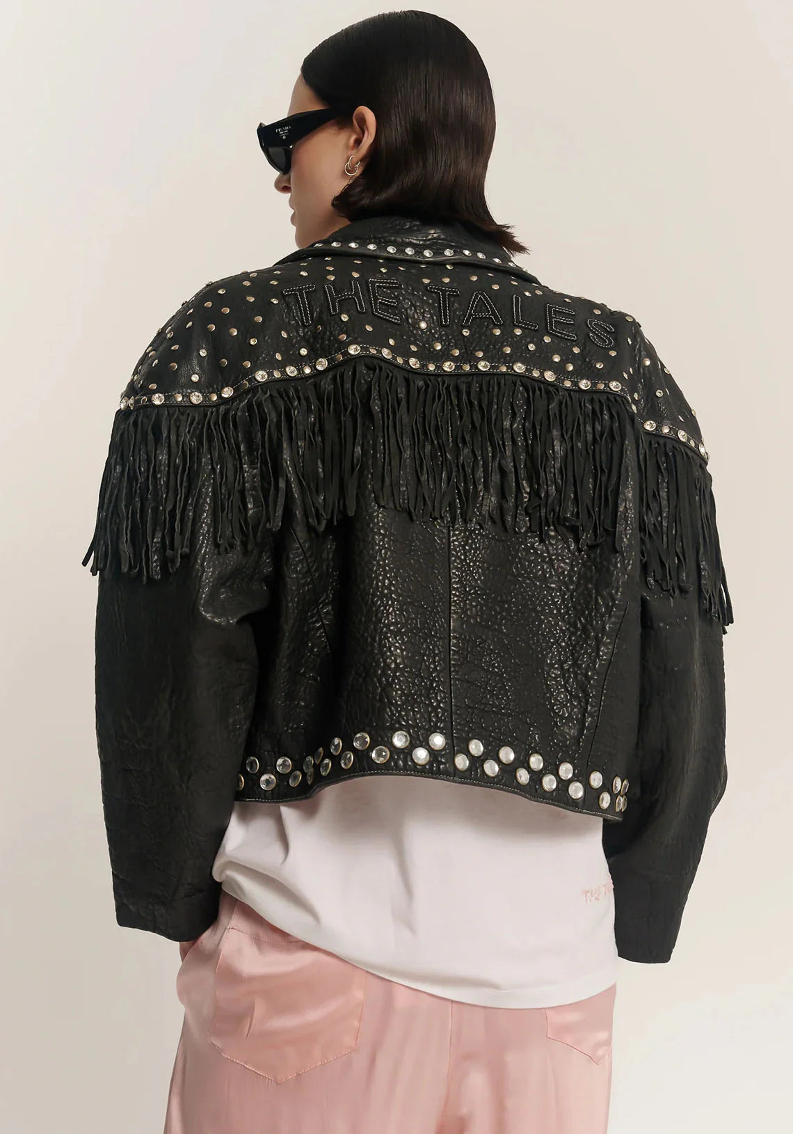 The Tales Embellished Fringed Leather Jacket